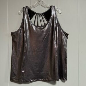 LIVI Active Shiny Dark Silver Pewter Metallic Tank Cage Cutout Back Size 22/24